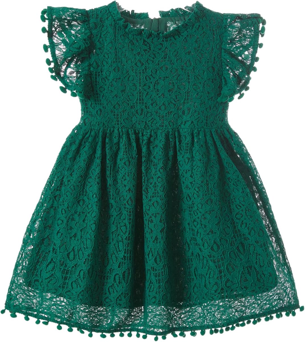 prinsessenjurk voor kleine kinderen, vintage, pompon, platte mouwen, feestjurk