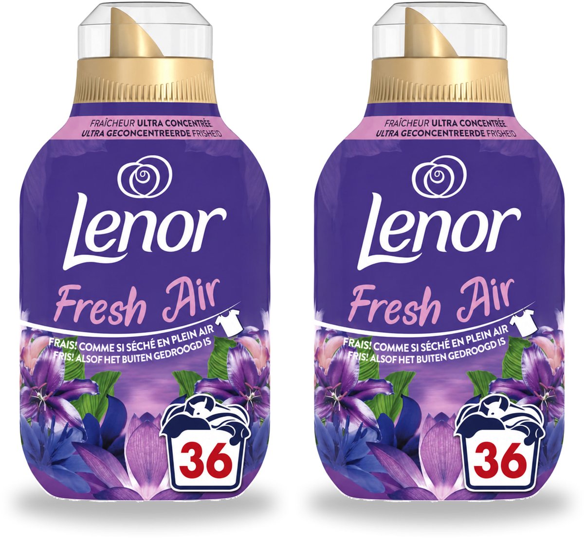 2 x Lenor - Wasverzachter - Fresh Air Maneschijn - Ultra Geconcentreerd - 36 Wasbeurten - Voordeelverpakking - 2 stuks
