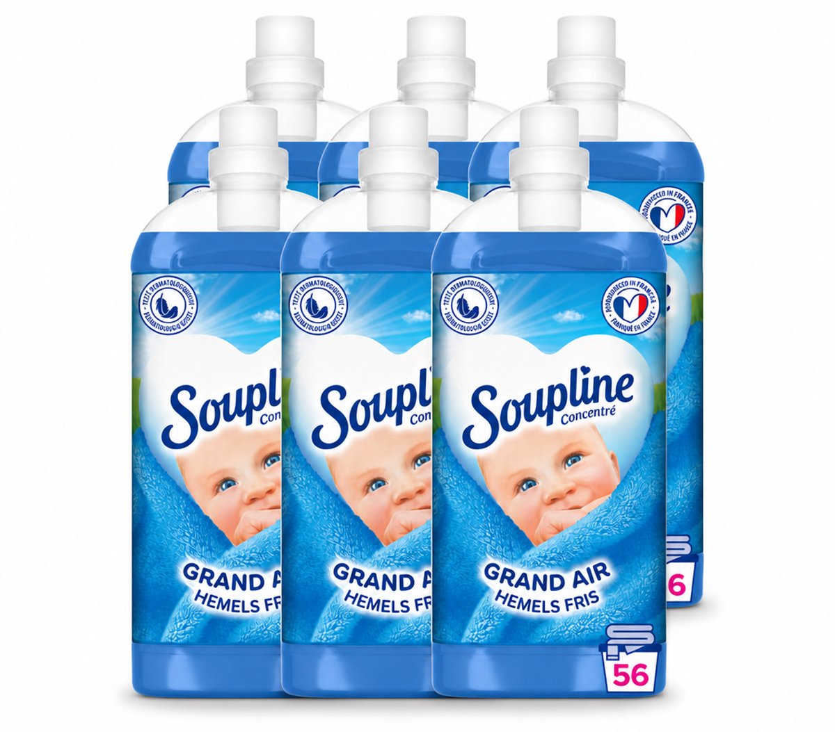 6 x Soupline - Wasverzachter - Hemels Fris - 1350 ml - Voordeelverpakking - 6 stuks