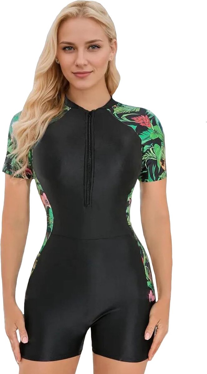 Zwempak voor Vrouwen,Zwemkleding met lange mouwen en rits aan de voorkant