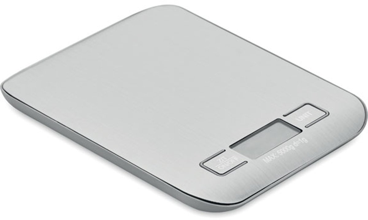 Digitale keukenweegschaal in roestvrij staal. Max. weegvermogen 5 kg