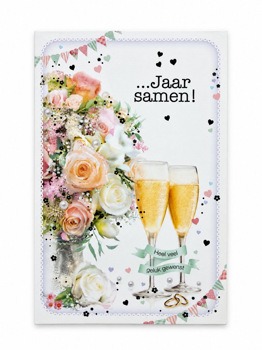 Cards & Crafts … Jaar Samen Jubileumkaart – Invulkaart Trouwdag – Wenskaart 12x17 cm met Envelop