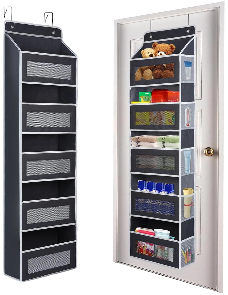 Heidat deur organizer - Hangend - 5 vakken - Ruimte besparende opbergzakken - 17x45x145 cm - Donker Grijs