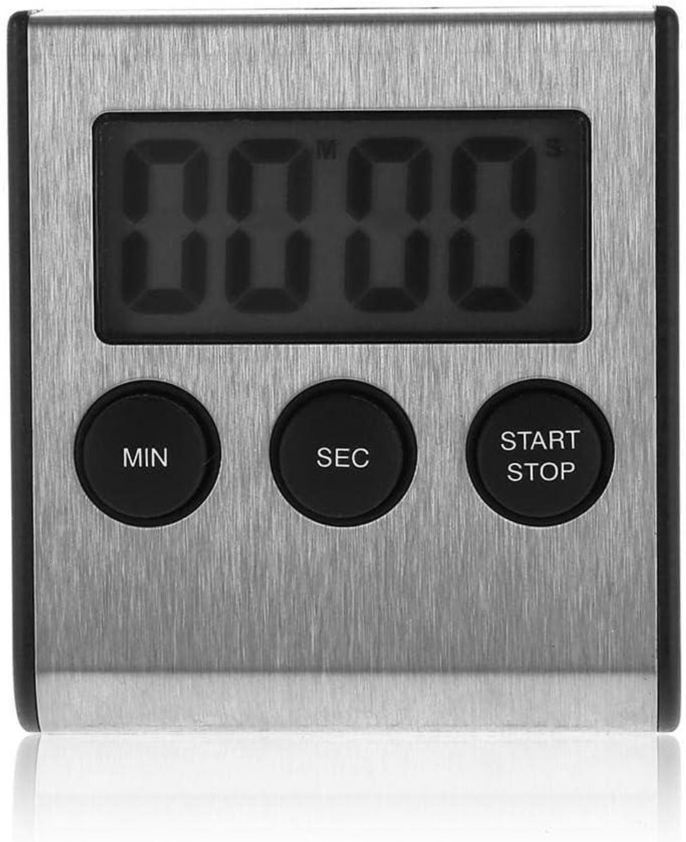Kookwekkers - Digitale Timer met Magneet - 1 Stuks - LCD Scherm en RVS - Voor Koken en Bakken - Zilver — cadeau in Kookcadeaus - foto 4