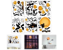 6 vellen – 65 stickers – decoratieve raamstickers – Halloween stickers – statische stickers – herbruikbaar – geschikt voor badkamers, woonkamers, glas, deuren – diverse ontwerpen