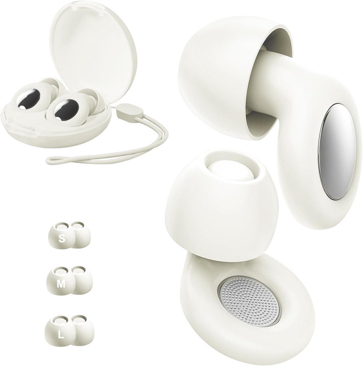 Oordoppen - oordopjes slapen - 30dB ruisonderdrukking - met opbergdoosje - ultrazachte - herbruikbare siliconen oordopjes - voor concerten, reizen, slapen - S/M/L - wit