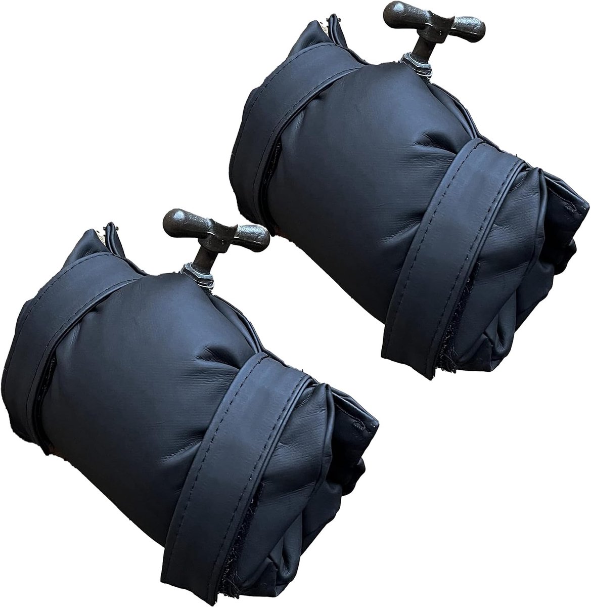 YAGXIG Set van 2 vorstbestendige buitenkraanhoezen - Geïsoleerde buitenkraanhoezen - Waterdichte isolatiehoezen voor kranen - Vorstbestendig en herbruikbaar - Zwart PU-materiaal - Geschikt voor tuinen en terrassen