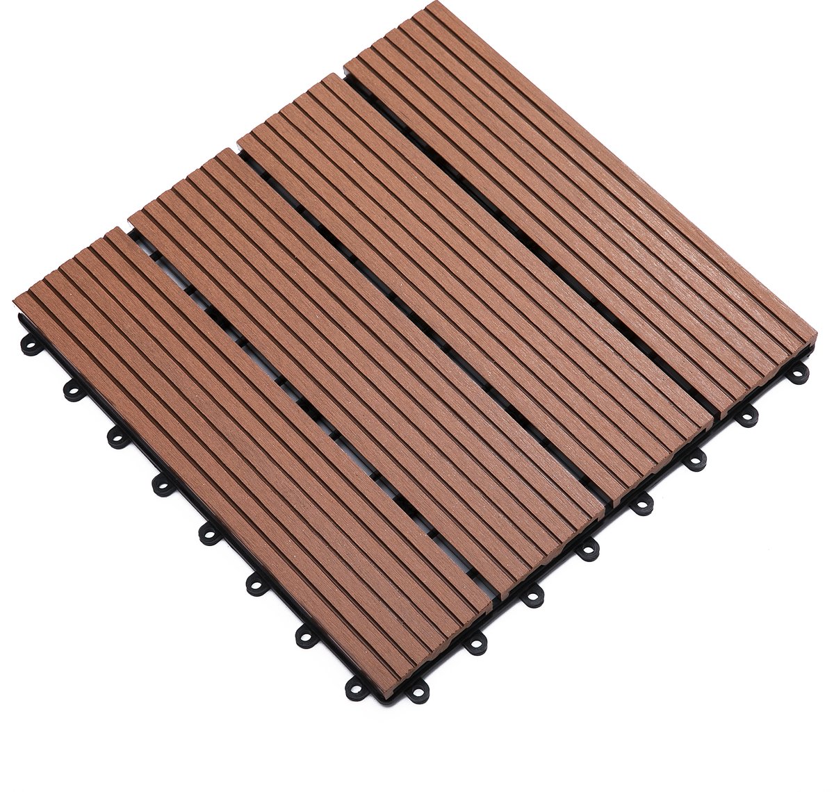 Set van 11 tuin - /zwembadtegels - 30 x 30 x 2 - 2 cm - in elkaar grijpende tegels voor tuin - balkon - zwembad - lichtbruin HDPE
