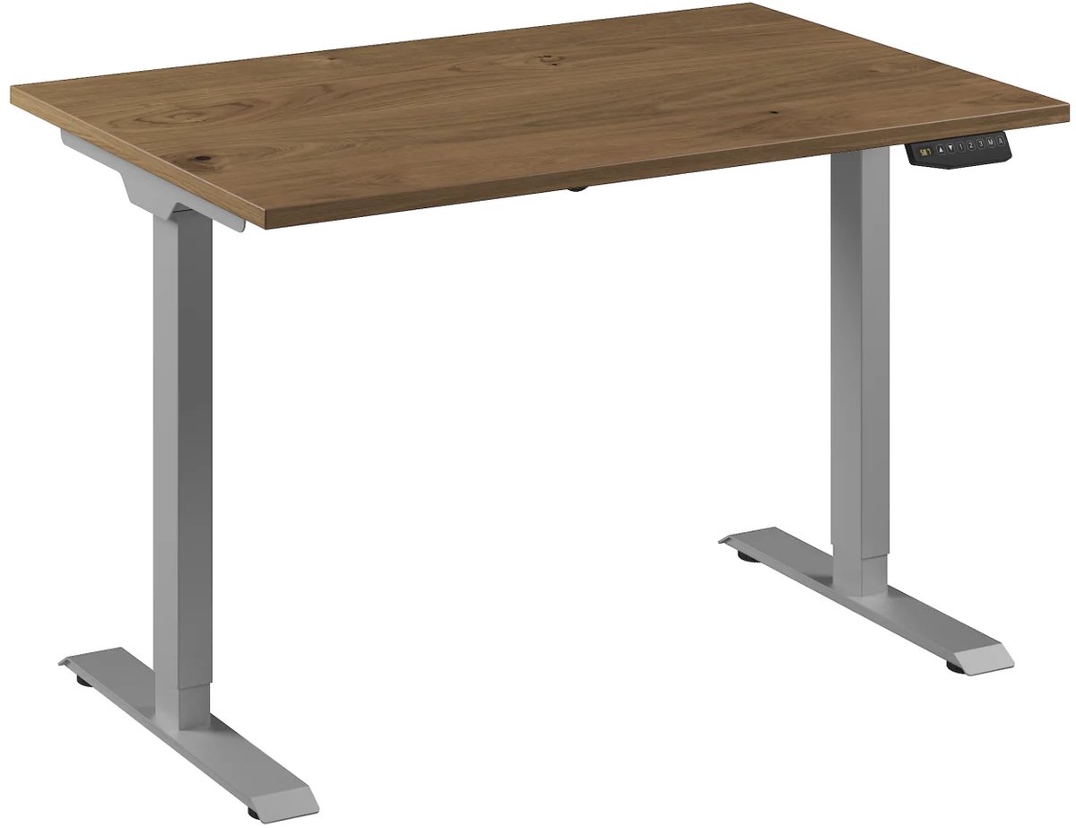 Bureau Adjust 1 Plus QA 120x80 Aluminium/Eiken tabak