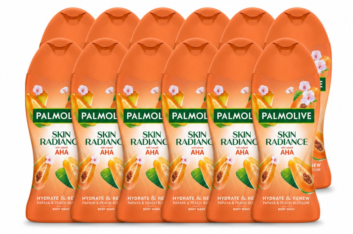 12 x Palmolive – Douchegel – Skin Radiance Papaya Peach – 250 ml - Voordeelverpakking - 12 stuks