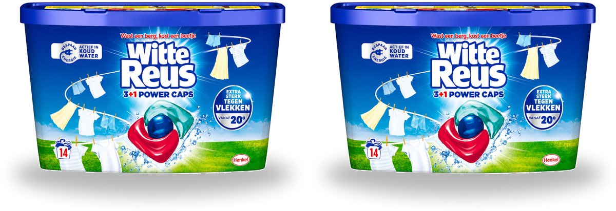 2 x Witte Reus - Wasmiddel - Power Caps 3+1 - 14 Capsules - Bulkverpakking - 2 stuks