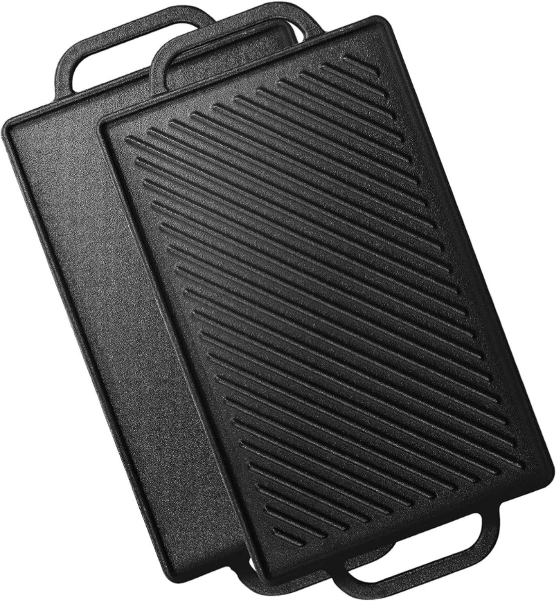DYVNS® Grillplaat Inductie en Oven - Bakplaat Gietijzer - Anti-aanbak - 33 x 21 cm