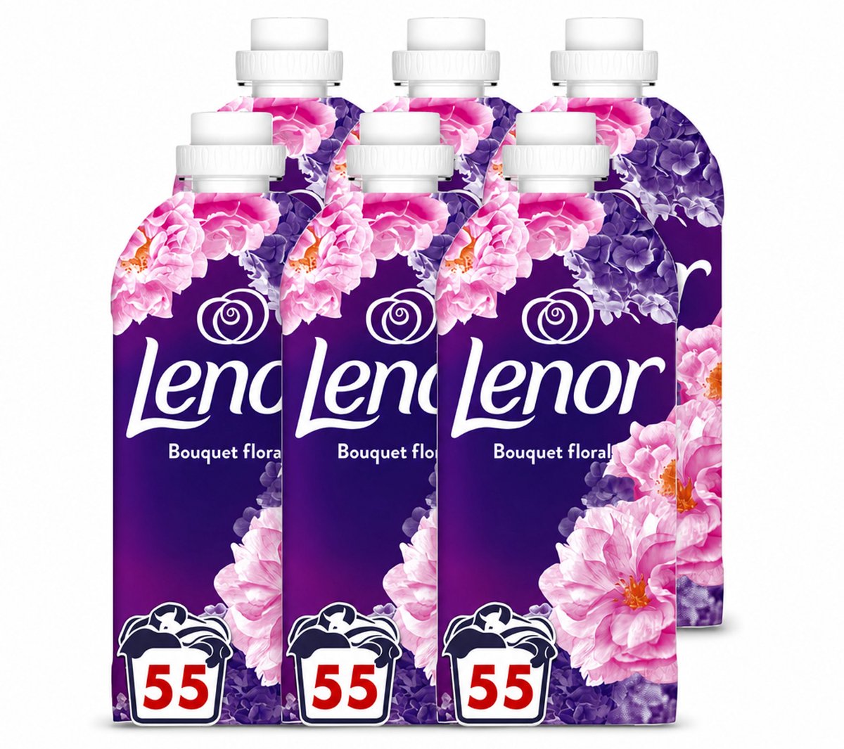 6 x Lenor - Wasverzachter - Bloemenboeket - Fris & Zacht - 55 Wasbeurten - Voordeelverpakking - 6 stuks
