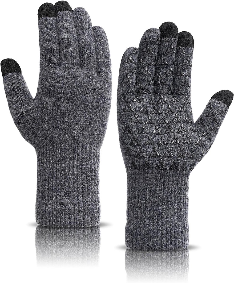 Handschoenen voor dames en heren, touchscreen, antislip, wol, thermische winterhandschoenen, warme handschoenen met volledige vingers voor werk, wandelen, hardlopen, fietsen, paardrijden