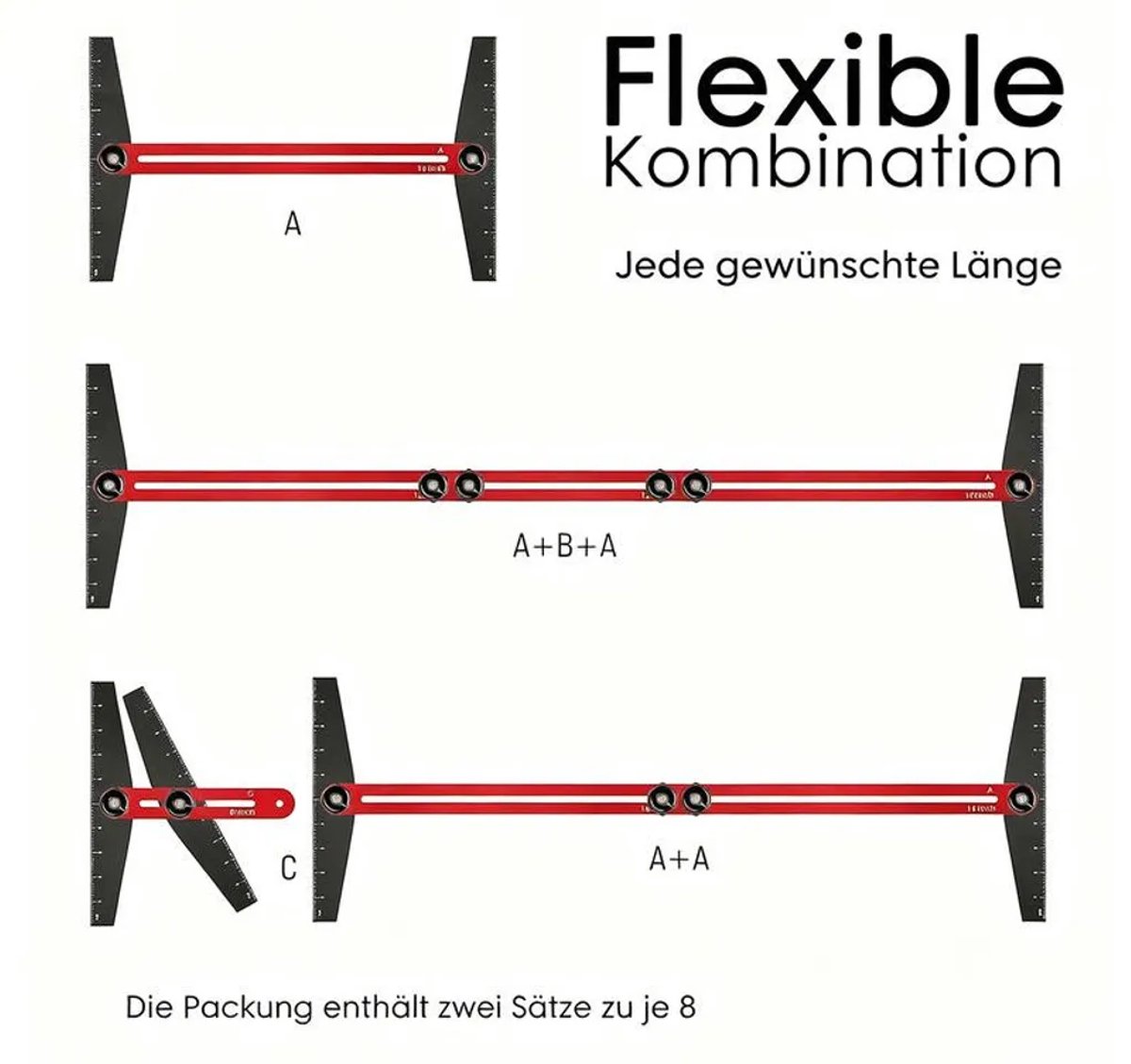 Aluminium trapmeetmal, verstelbaar van 10,5 tot 60,5 inch, hoek 0-360°, Geschikt voor verlengstang en opbergtas.