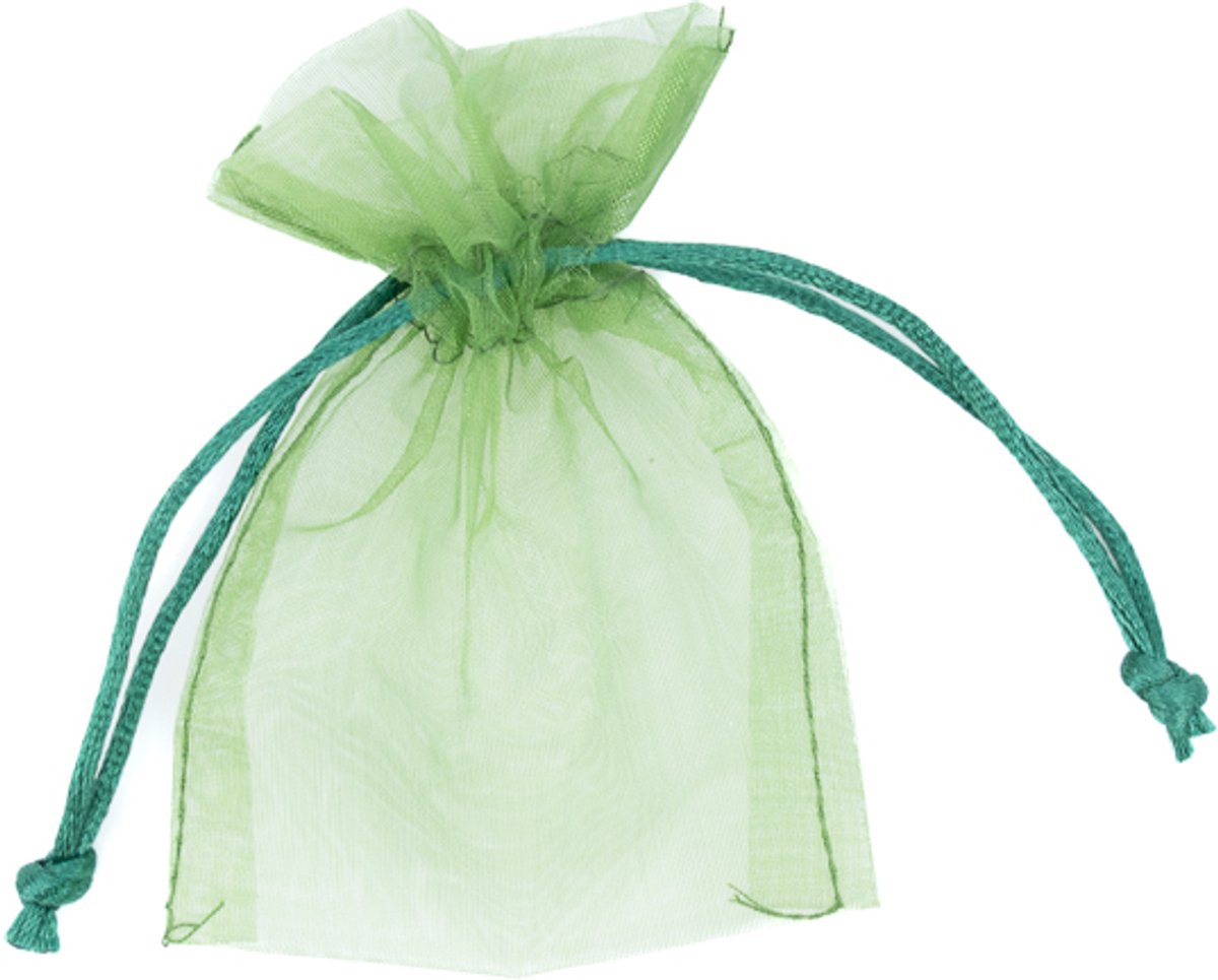 Organza zakjes - cadeauzakje - 7,5 x 10 cm - groen - 10 stuks