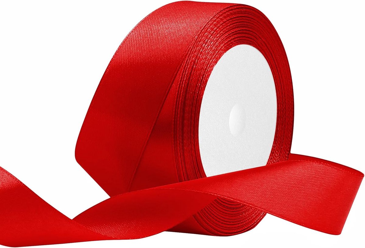 lint 40 mm breed rood, 22 meter cadeaulint, stoffen lint voor bruiloftsdecoratie, cadeauverpakking, knutselen, feestdecoratie