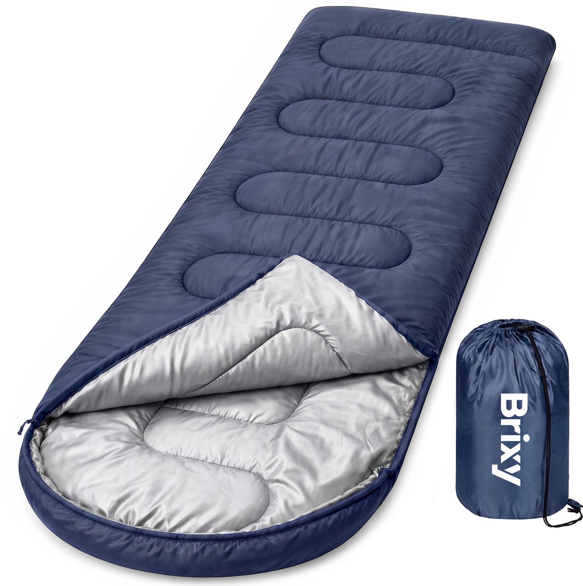 Brixy Mummy Slaapzak - 4 Seizoenen - Slaapzakken Volwassenen & Kinderen - 210 x 75 CM - Kamperen - Blauw