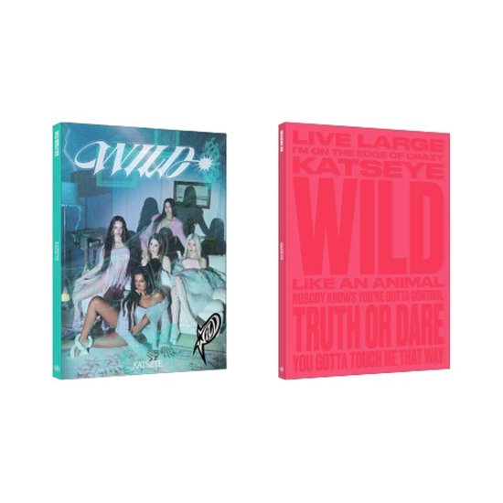 Twee 'Wild' albums, één met de KATSEYE groep op de cover, de ander met rode tekst.