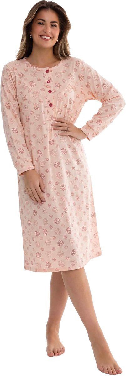 Cocodream Nachthemd 'Gunera Roze' - Dames Nachtmode - Lange Mouw - Roze - Maat L
