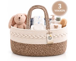 Twenty4seven® Luiermand Baby met 3 Vakken - Luiertas Organizer & Commodemand - Kraammand Gevlochten Katoen - Opbergmand Babykamer - Kraamcadeau Jongen & Meisje