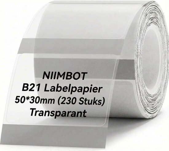 Rol transparant labelpapier van 50x30mm (230 stuks) voor NIIMBOT B21.
