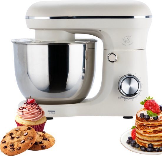Royal Swiss® - Keukenmachine Keukenrobot met Mengkom 5L - 1500W Planetair Mengsysteem - 10 Snelheden + Pulse - RVS Mengkom - Roze