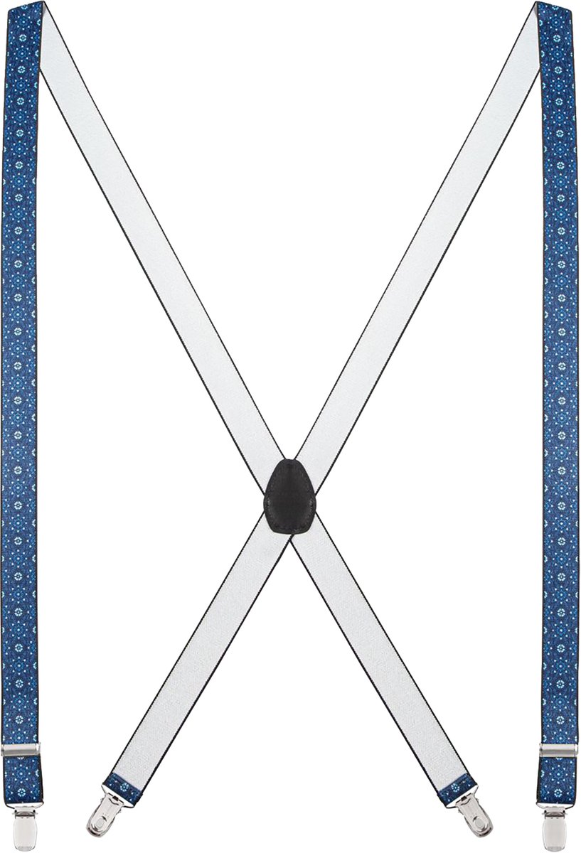 LINDENMANN heren bretels X-vorm - blauw dessin