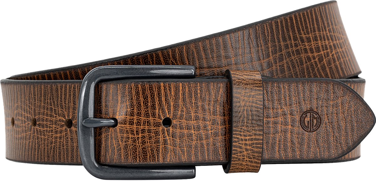 LINDENMANN leren heren riem - cognac