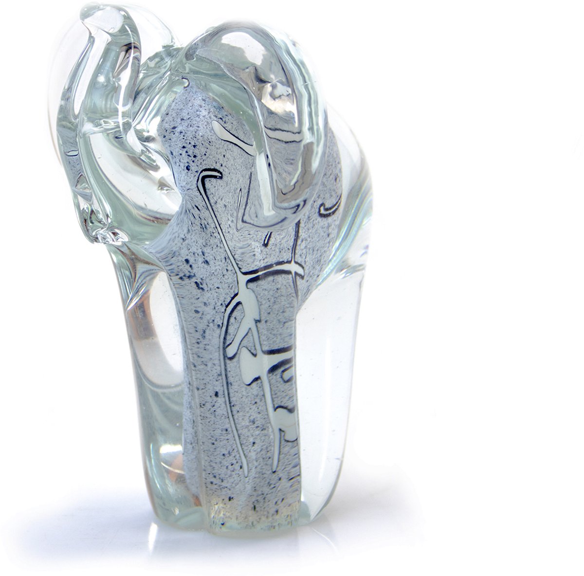 Glazen Olifant Beeld - Blauw Wit – Decoratief Olifantenbeeld – 12 cm
