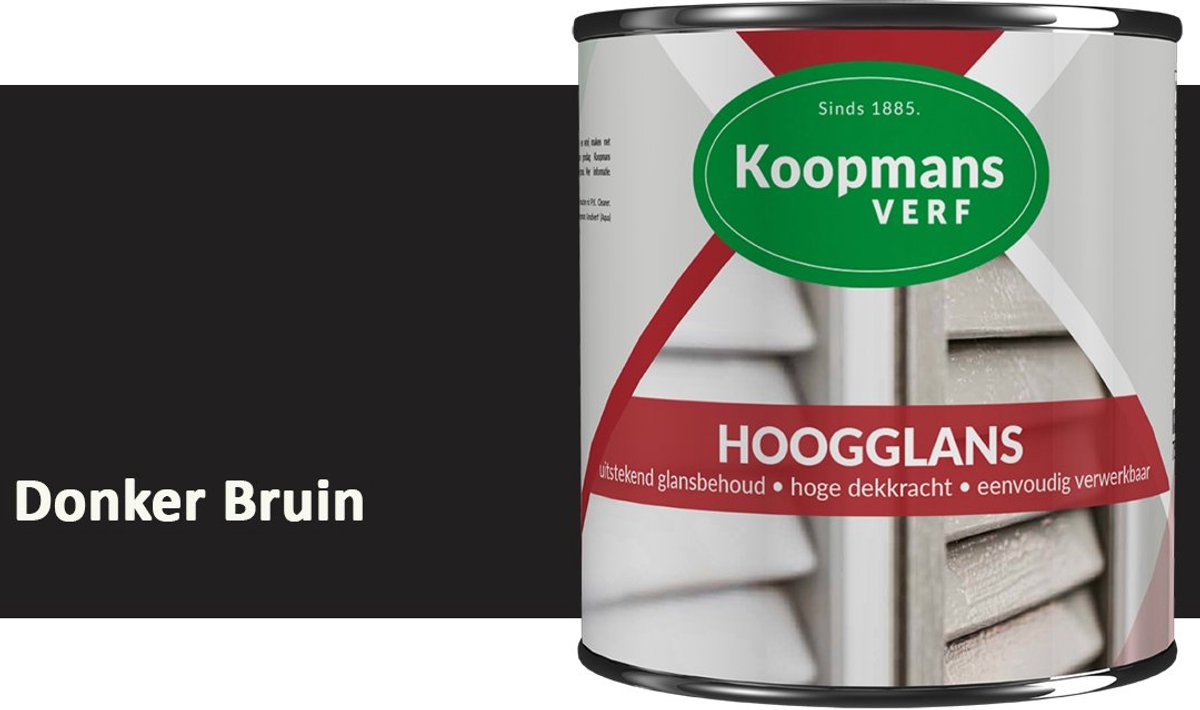 Koopmans Hoogglans Lakverf Binnen & Buiten – Voor Hout en Metaal – Krasvast – Hoge Dekkracht – Kozijnen, Deuren & Meubels – Donker Bruin – 375 ml