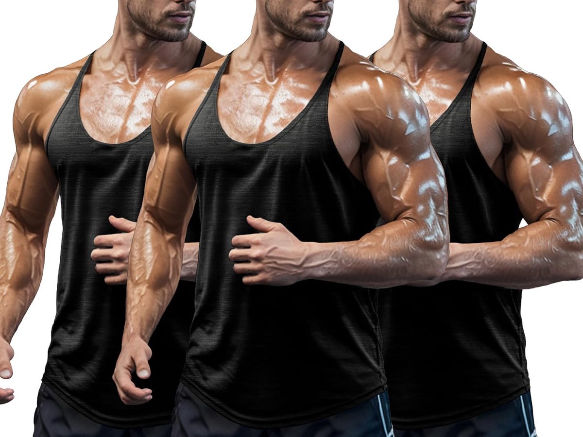 Tanktop voor heren, sportschool, mouwloos, voor training, bodybuilding