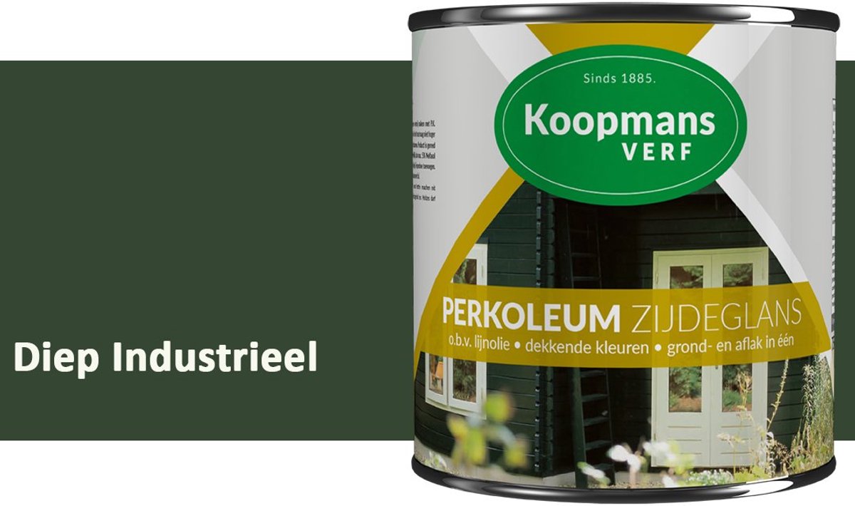 Koopmans Perkoleum Zijdeglans Dekkend – Houtverf Buiten – Dekkende Beits voor Schutting & Gevel – Elastisch & Weerbestendig – 750 ml – Diep Industrieel