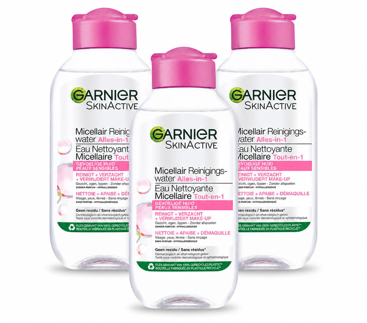 3 x Garnier - SkinActive - Micellair Reinigingswater - Gevoelige Huid - Reisformaat - 100 ml - Bulkverpakking - 3 stuks