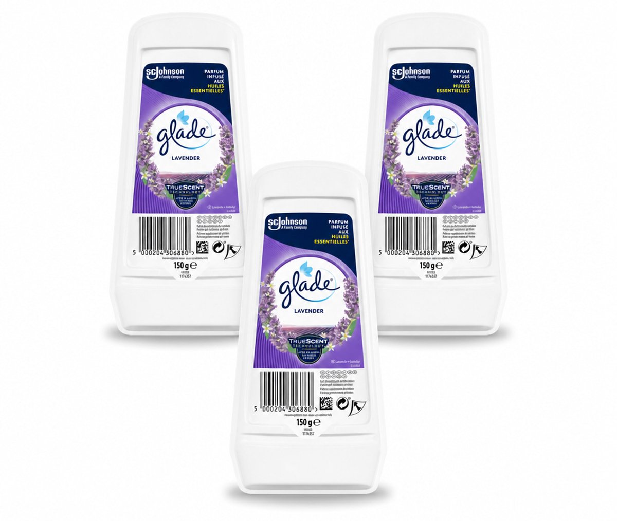 3 x Glade - Gel - Tranquil Lavender & Aloë - 150 g - Bulkverpakking - 3 stuks