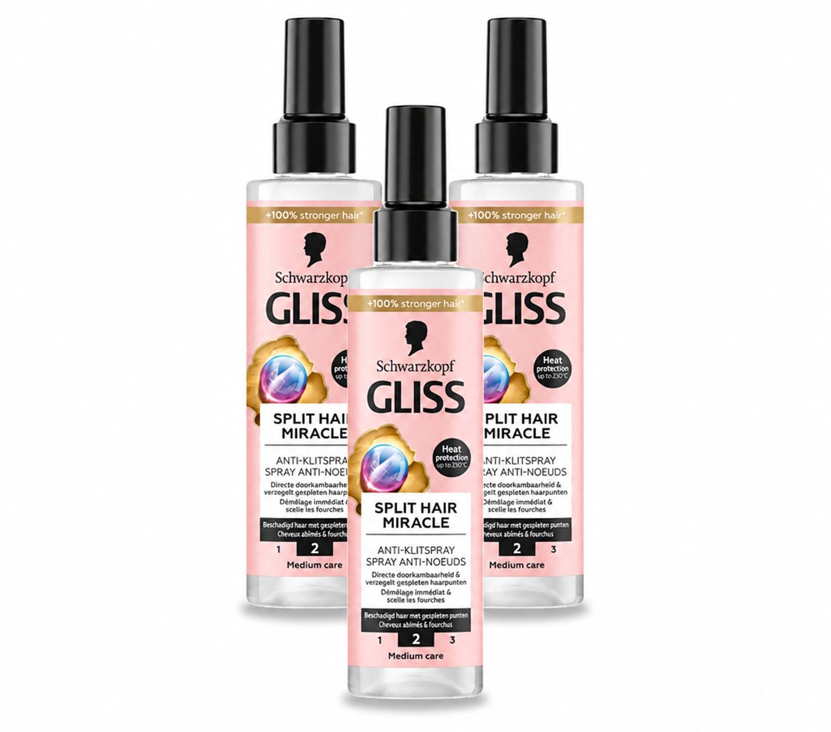3 x Gliss - Split End Anti-Klit Spray - Tegen Gespleten Haarpunten - 200 ml - Voordeelverpakking - 3 stuks