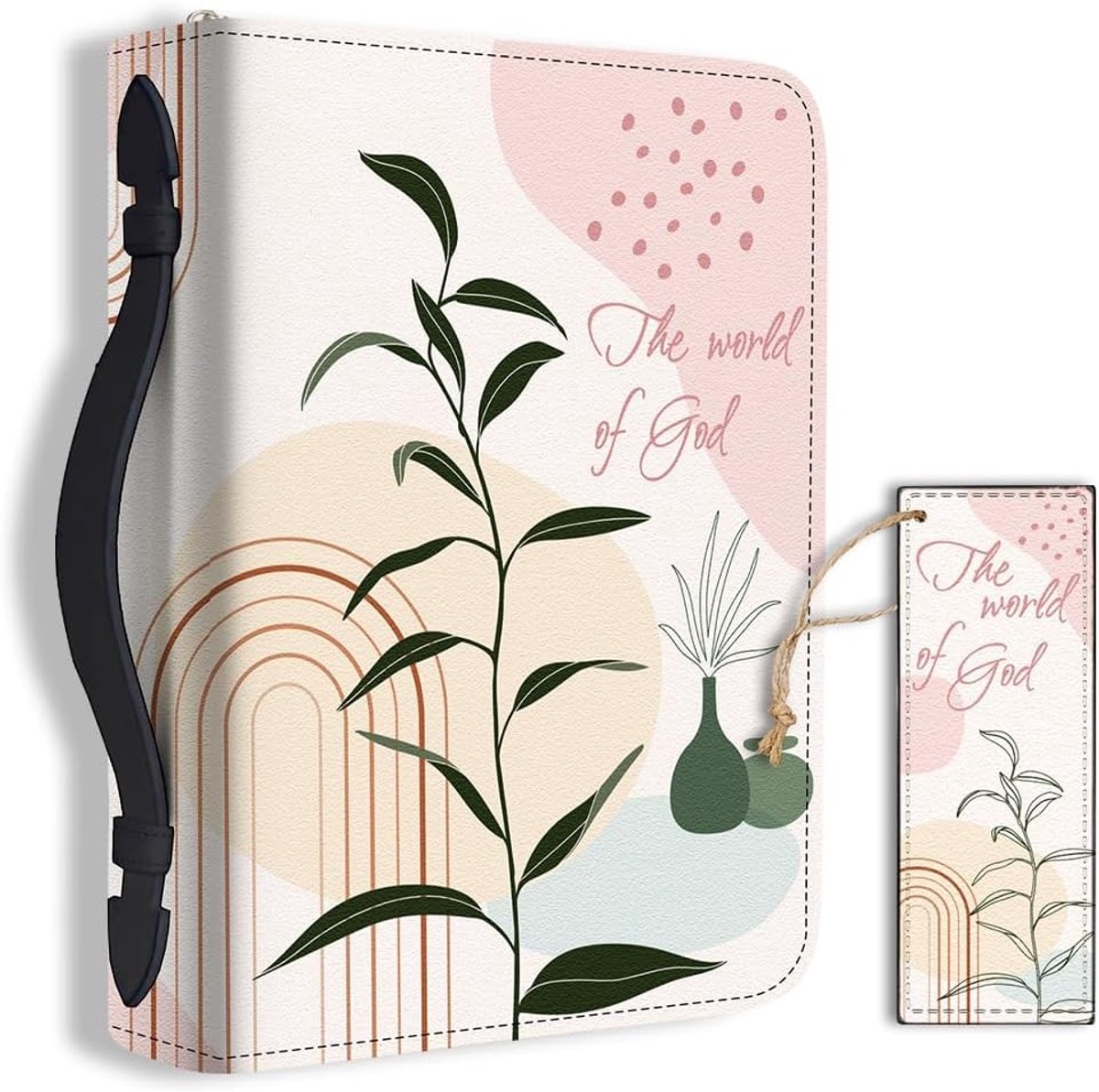 Grote Bijbelhoes van PU-leer met Boho-thema, inclusief boekenlegger - Ideaal voor het dragen van Bijbels en notitieboeken, geschikt voor mannen en vrouwen