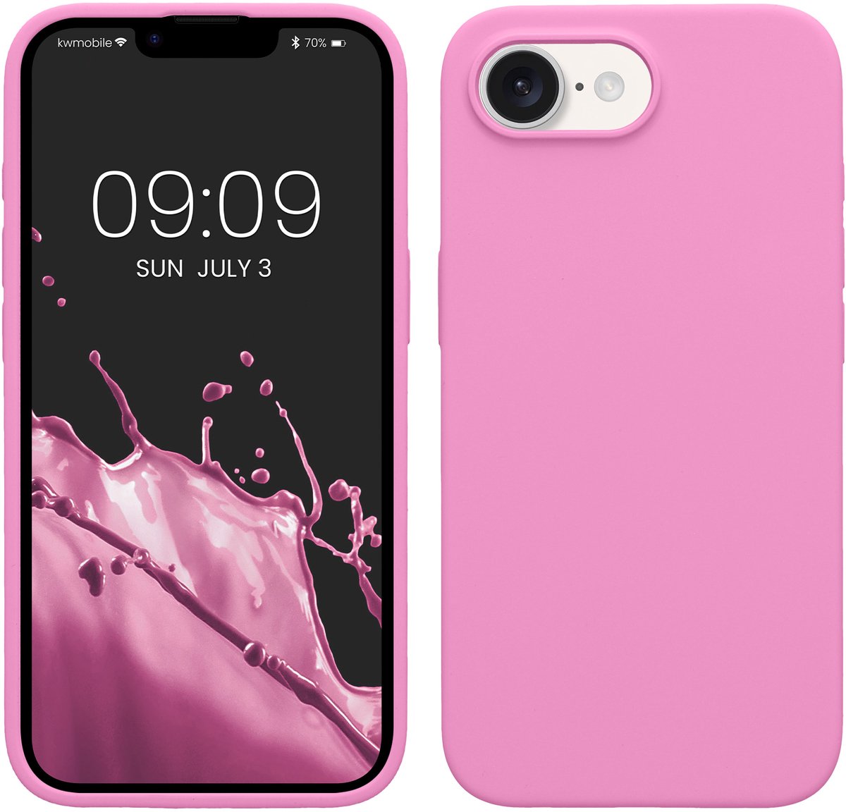 kwmobile telefoonhoesje geschikt voor Apple iPhone 17e / iPhone 16e - Hoesje met siliconen coating - Smartphone case in Roze lavendel