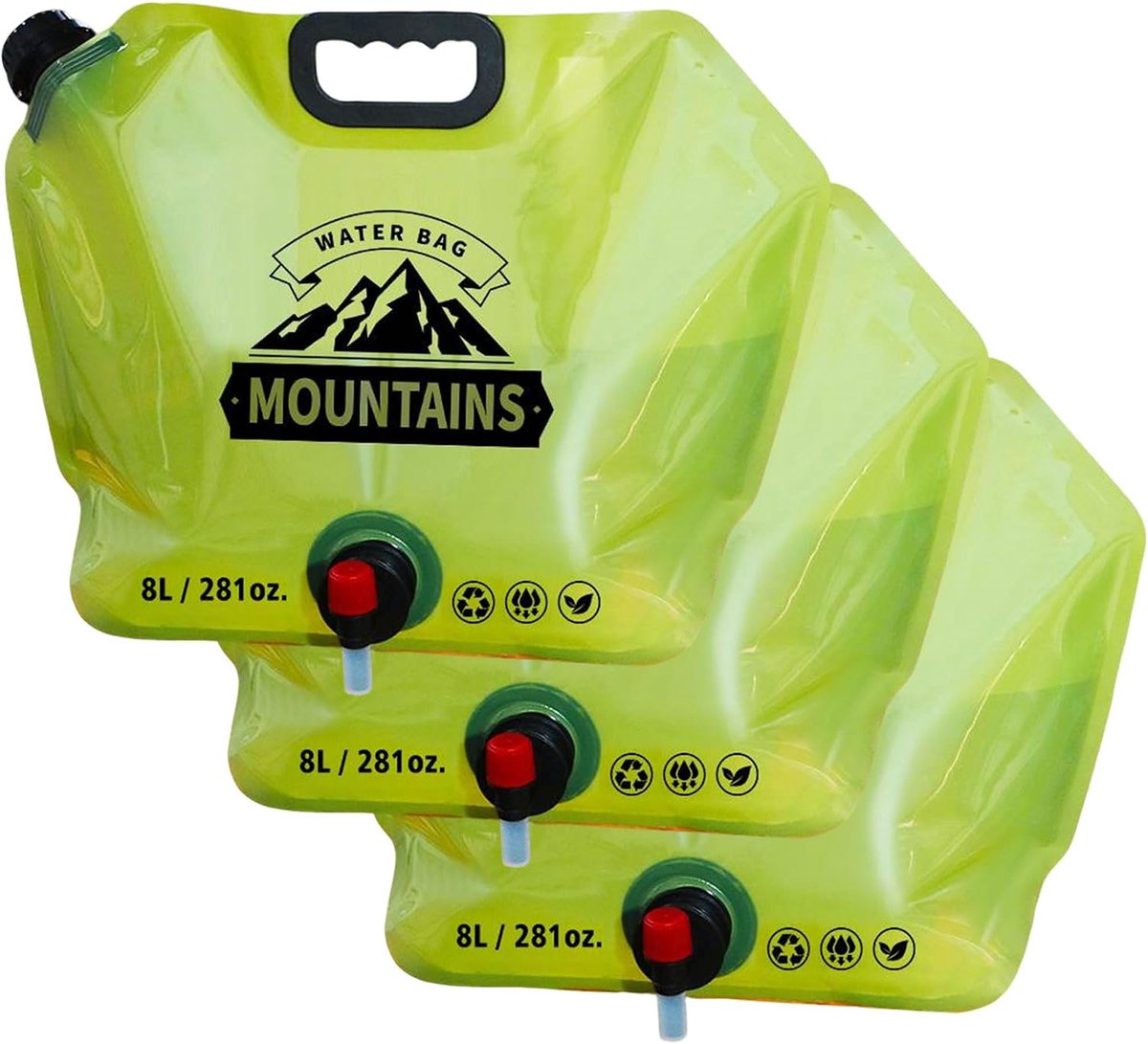 8 liter opvouwbare waterjerrycan met kraan, opvouwbare waterfles, BPA-vrij, waterzak voor camping, flexibel waterreservoir, draagbaar, opvouwbare drinkfles, wandelen en wateropslag thuis