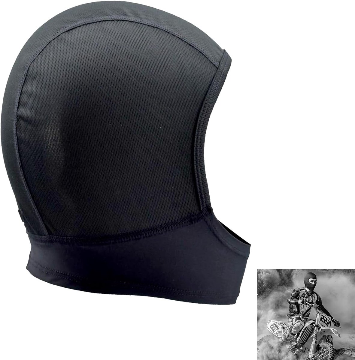 Bivakmuts, zomer, ademend, comfortabele gezichtskap, stormmasker voor motorfiets, fiets, heren, dames, sport en wandelen, motorfiets bivakmuts zomer, zwart,46 * 25cm