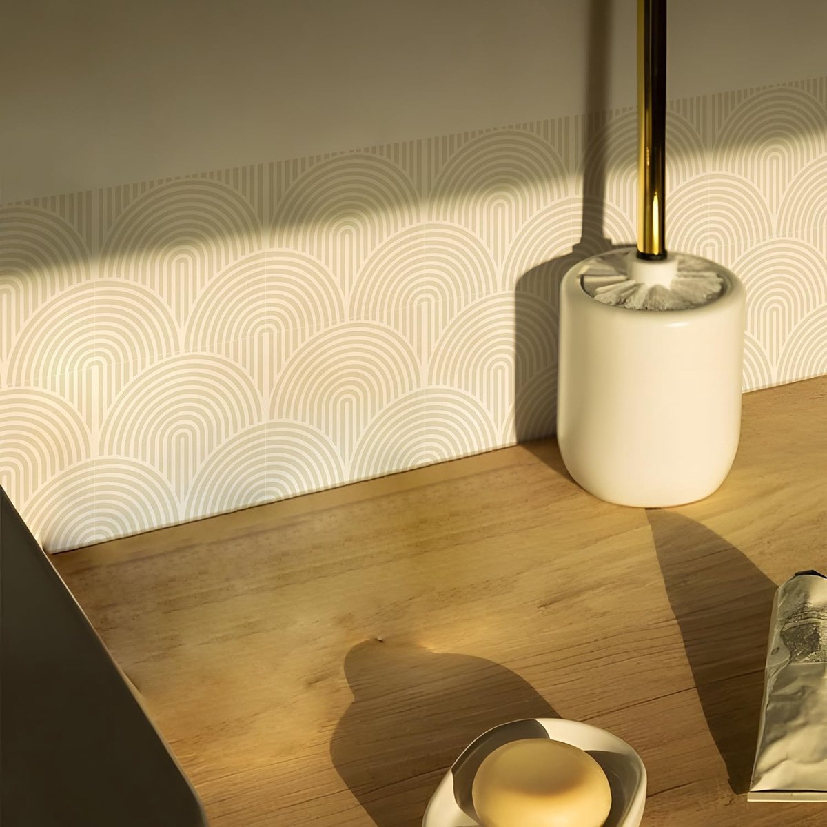 Tegelsticker, beige zelfklevende plaktegels, sticker voor badkamer, keuken, spatwand, beschermfolie losmaken en aanbrengen, wandtegelsticker van vinyl, 25 stuks x 15 cm