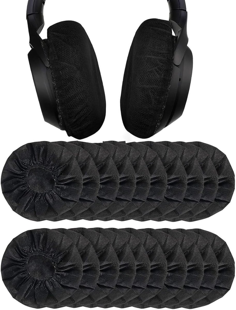 100 stuks, hoofdtelefoonbescherming, ademend, stofdicht, herbruikbare hoofdtelefoonafdekking, geschikt voor de meeste in-ear hoofdtelefoons (zwart)