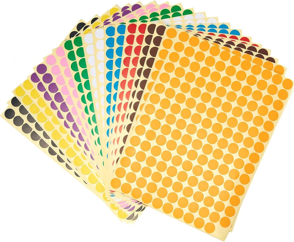 3300 stuks zelfklevende stippen, kleurrijke zelfklevende stickers, 20 stuks kleurrijke stippenstickers, 10 mm, ronde stippenstickers, kleine kleurcodering, etiketten, markeringspunten om te
