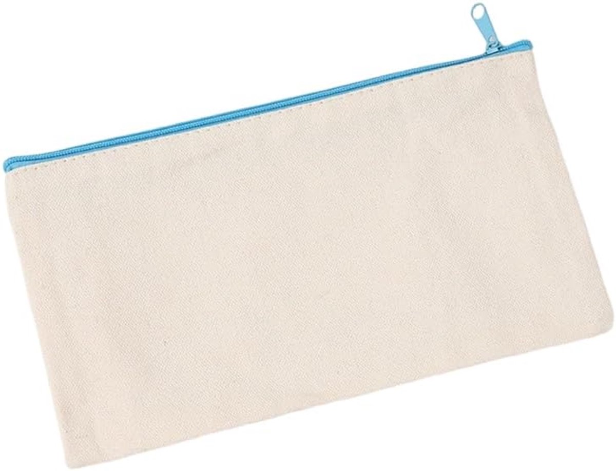 Blanco stoffen zak met ritssluiting, etui om te beschilderen, knutselen, etui, kleine zeildoek, cosmeticatas voor graffiti, voor kinderverjaardag, gastgeschenken, school, blua