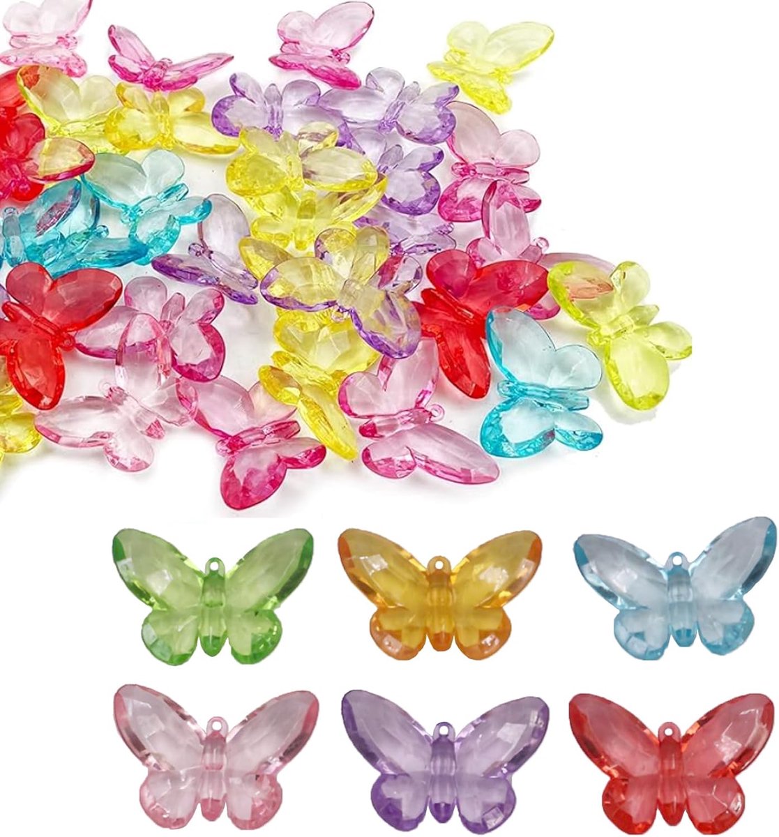 40 stuks acryl diamantstenen, decoratieve diamanten, decoratieve steenkleur, edelsteenset voor kinderen om te knutselen, vazenvulling, bruiloft, feest (vlinderstijl)