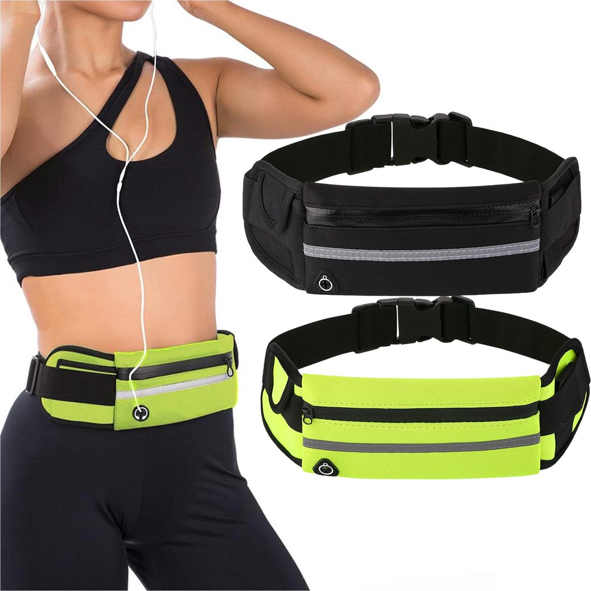 2 Stuks Hardloopriem voor Telefoon - Waterdichte en Verstelbare Heuptas - Telefoonhouder voor Hardlopen - Joggen - Wandelen en Fietsen - Running Belt voor Dames en Heren