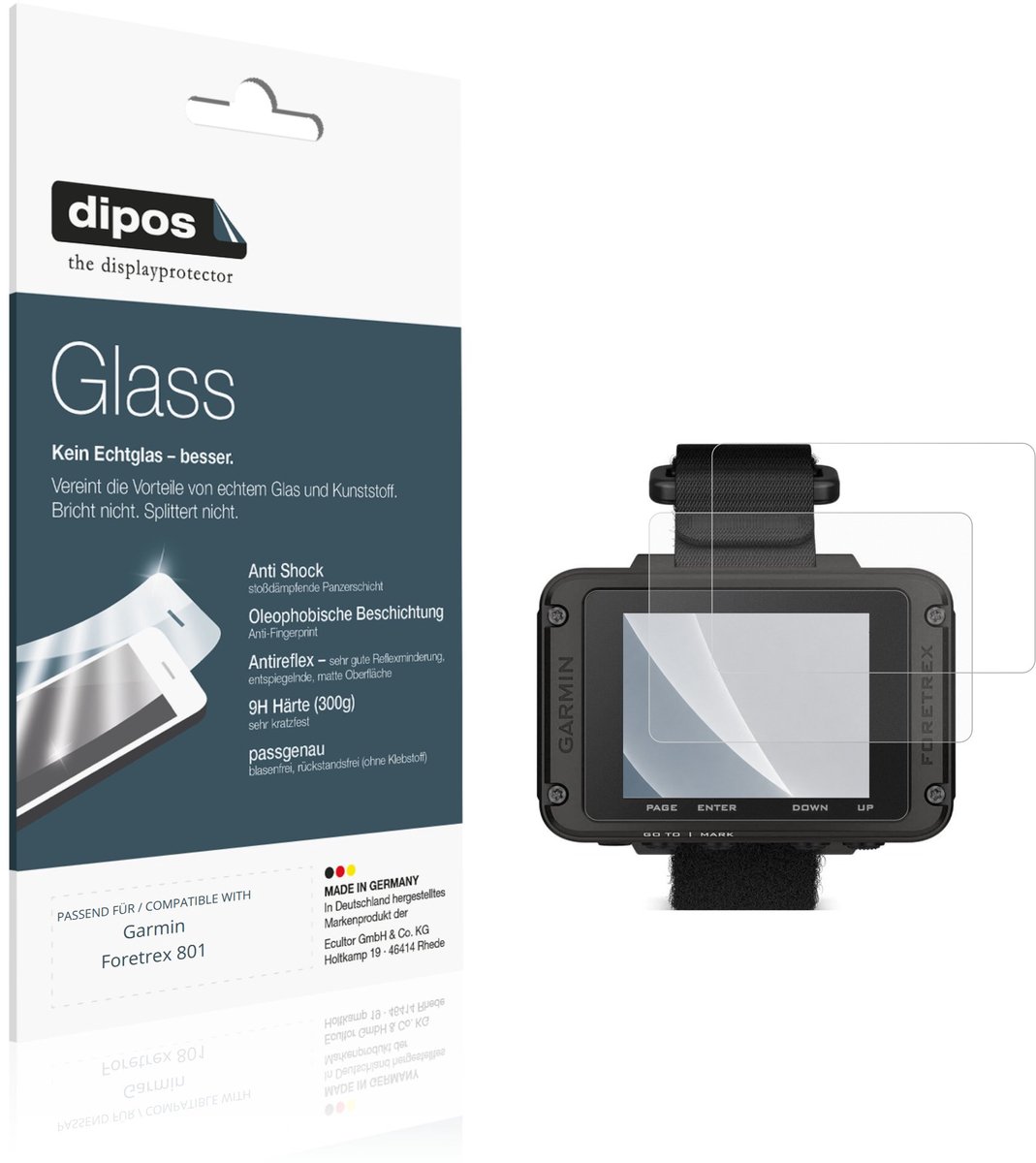 dipos – 2x Matte Pantserfolie geschikt voor Garmin Foretrex 801 | 9H Screenprotector