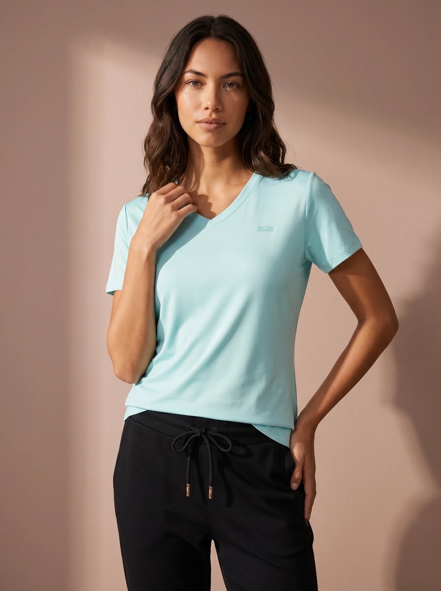 Sjeng Sports INES - Maat: XL Curacao Blue - Tennis Shirt Vrouwen - Sportshirt - 90% polyester, 10% elastaan