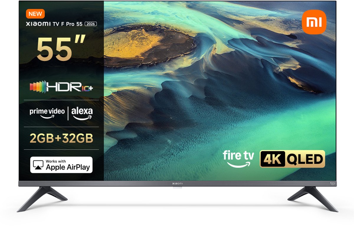 Xiaomi TV F Pro 55 2026 | 55 inch QLED Smart TV | 4K UHD | Fire TV | HDR10+ | Dolby Audio en DTS:X | AirPlay