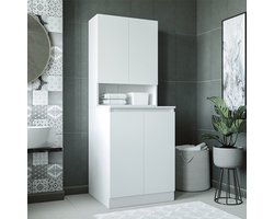 Roomart ATLANTIC-V Wasmachine Ombouwkast 70x191 cm met Bovenkast - Wit